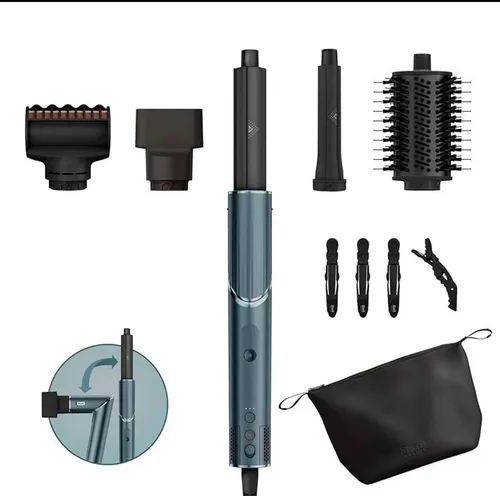 Shark Flexstyle Limited Edition 5-in-1-Haarstyler - Haartrockner mit 5 Funktionen, darunter Locken, Glätten und Trocknen. Ideal für vielseitige Stylings und optimale Ergebnisse. In stylischem Blaugrün.