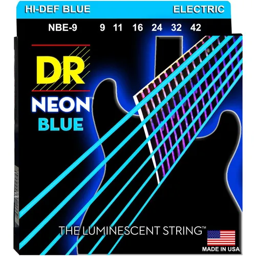 Saiten E-Gitarre DR Strings Neon Blue Electric NBE-9 Lite Gitarrensaiten E- Gita
