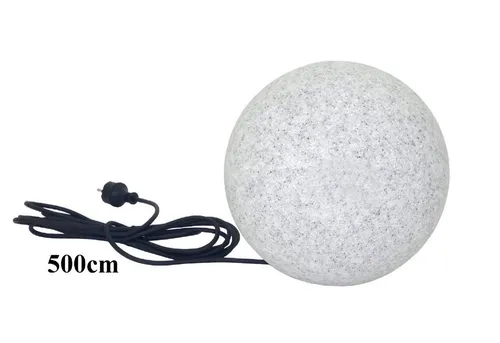 TRANGO LED Gartenleuchte NATURE, 20cm Kugelleuchte - Lampen für Innen und Außen, schickes Granit-Design, inklusive E27 LED Leuchtmittel mit warmweißem Licht (3000K) und 5m Kabel für flexible Platzierung.