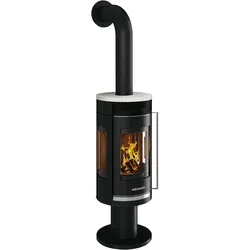 Oranier Kaminofen Rota Twist 5,5 kW - Kaminofen für Holz und Holzbriketts, mit 3-seitiger Verglasung und effizientem Wirkungsgrad von 78%, ideal für gemütliche Wärme und modernes Design.