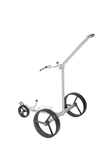 Parccurate K3 Kolibri lago Edelstahl Lithium Elektrotrolley Golftrolley - Zieh-Golfcarts mit Fernsteuerung, leicht und kompakt, ideal für bis zu 45 Löcher. Hochleistung Lithium-Akku und titanoptische Beschichtung für langlebige Eleganz.