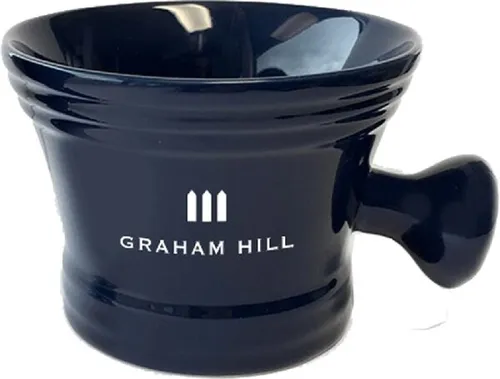 Graham Hill Porcelain Shaving Bowl - Edle Rasierschale - Rasierzubehör mit praktischem Griff für perfekten Rasierschaum, aus hochwertigem Porzellan in elegantem Blauton - der ideale Begleiter für die klassische Nassrasur.