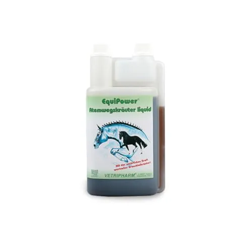 EquiPower Atemwegskräuter Liquid - 1 l - Nahrungsergänzungen & Vitamine für Pferde, flüssiges Ergänzungsfuttermittel zur Kräftigung der Atmungsorgane und Unterstützung der Abwehrkräfte.