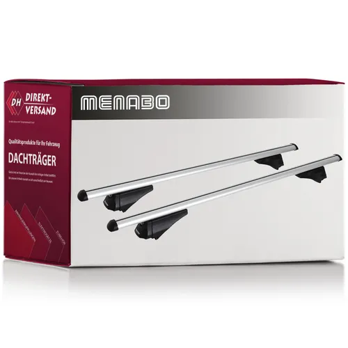 Menabo Relingträger TIGER SILVER 120cm - Universal vormontiert - Gepäckträger aus hochwertigem Aluminium, ideal für Fahrzeuge mit integrierter Dachreling. Mit einer max. Tragfähigkeit von 75 kg und TÜV-geprüft, bietet er Sicherheit und Stabilität für Ihre Reisen.
