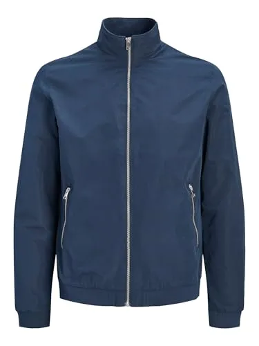 JACK & JONES Herren JJERUSH Harrington Bomber NOOS, Navy Blazer, XL - Funktionsjacke mit wasserabweisendem Material und 100% recyceltem Polyesterfutter, ideal für windige Tage und umweltbewusste Fashion.