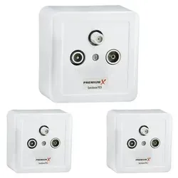 PremiumX 3x PX3 Antennendose - 3-Fach Enddose für SAT-TV-RADIO, zurückkanaltauglich und geeignet für 4K und 3D