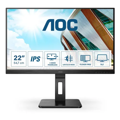 AOC 22P2Q - 21.5 Zoll Full HD Monitor, brillante Bildqualität mit 1920 x 1080 Pixel für ein beeindruckendes Seherlebnis