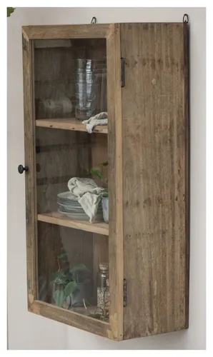 Ib Laursen Hängeschrank Unika 50x90cm mit Glastür - Vielseitiger Wandschrank aus altem Holz für Küche oder Esszimmer. Mit 3 Fächern und eleganter Glastür, ideal zur stilvollen Aufbewahrung. Maße: 50x90x25cm.