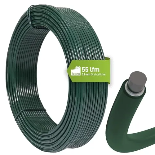 Fepro® Spanndraht 3,1 mm x 55 m - Witterungsbeständig und Vielseitig - Robuster Fepro® Spanndraht aus verzinktem Stahl, ideal für Gartenbau und Landwirtschaft. Langlebig und flexibel, perfekt zum Spannen und Binden in verschiedenen Anwendungen.