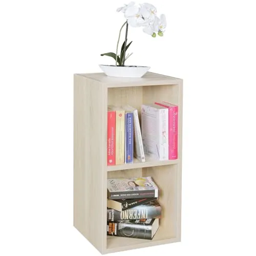Wohnling Standregal WL5.176 - Modernes Regal in Sonoma Eiche - Standregal mit 2 Fächern, ideal für kleine Räume und Bücheraufbewahrung. Kompakt (30x60x30 cm) und stilvoll, perfekt für ein modernes Zuhause.