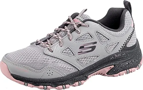 Skechers Damen Hillcrest Pure Escapade Trainers, Gray Leather / Mesh / Pink Trim, 37.5 EU