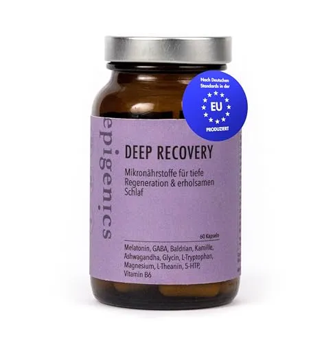Epigenics Deep Recovery Kapseln Schlaf Gut mit Melatonin, GABA, L-Tryptophan, Ashwagandha, Baldrian & Vitamin B6 (für 30 Tage) - Vitamin Komplex zum besser Schlafen