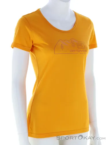 Ortovox 150 Cool Vintage Badge Damen T-Shirt - Orange - XL - Trainingsbekleidung mit atmungsaktivem Material für optimalen Tragekomfort während des Trainings oder in der Freizeit.