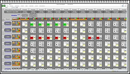 Digitaler Dienstplaner für Excel: Monatsplan & Schichtplaner - Büro & Geschäft: Automatisierte Einsatzplanung und Lohnabrechnung für effizientes Personalmanagement mit einfacher Bedienung.