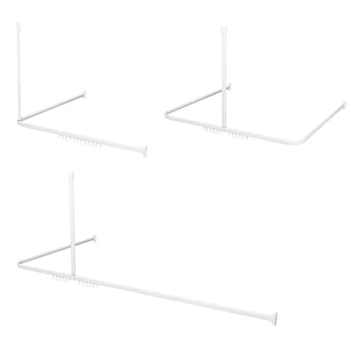 Sealskin Easy Roll Duschvorhangstange - Flexibles Komplett-Set - Zubehörsets für Gardinen, inklusive Deckenbefestigung und Ringen, vielseitig anpassbar für L-, U- und Eckformen, aus hochwertigem Aluminium für maximale Langlebigkeit.