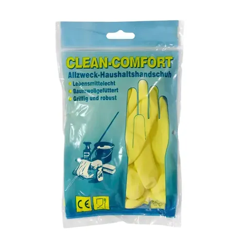 Haushaltshandschuhe Ampri Clean Comfort S gelb Gr. 7, puderfrei, velourisiert, lebensmittelgeeignet