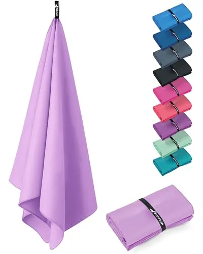 Fit-Flip Microfaser Handtücher - kompakt und leicht – für Reisen, Sport und Strand - Mikrofaser Handtuch schnelltrocknend – als Sauna und Badetuch groß (1x 120x60cm, Pastel Violet)