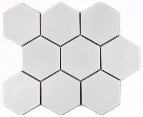 Hexagonale Sechseck Mosaik Fliese Keramik XL weiß matt Küchenfliese WC Badflies
