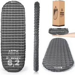 HIKENTURE Aufblasbare Camping Isomatte - Camping-Möbel mit 8 cm Dicke und einem R-Wert von 6,2 für optimalen Schlafkomfort in der Natur.