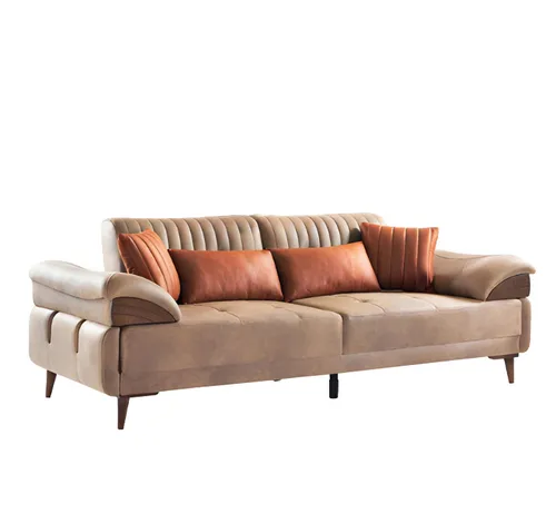 Elegantes 3-Sitzer Ledersofa in Braun - Hochwertiges Sofa für das Wohnzimmer, gefertigt aus echtem Leder. Modernes Design mit Chesterfield-Details, 3 Sitzplätze und bequemer Sitztiefe von 60 cm. Perfekt für stilvolle Entspannung.