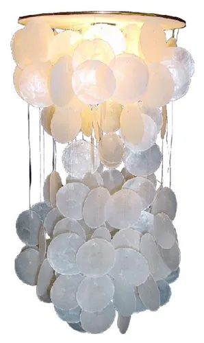Deckenlampe / Deckenleuchte, Muschelleuchte aus hunderten Capiz, Perlmutt Plät