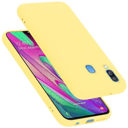 Cadorabo Hülle kompatibel mit Samsung Galaxy A40 Hülle Silikon Handyhülle für Galaxy A40 Case aus flüssigem Silikon- Kratzfeste und stoßfeste dünne TPU Schutzhülle - Liquid GELB