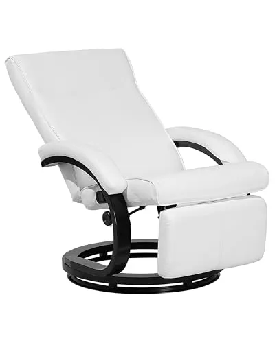 Bequemer Sessel mit Wippfunktion und integriertem Fußteil in Weiß - Might - Komfortsessel in elegantem Weiß mit verstellbarer Rückenlehne und Fußstütze für optimalen Sitzkomfort im Wohnzimmer. Pflegeleichtes Kunstleder und stabile Verarbeitung sorgen für Langlebigkeit und Funktionalität.