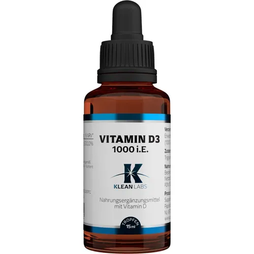 VITAMIN D3 1000 I.E. pro Tropfen KLEAN LABS 15 ml PZN 13331299