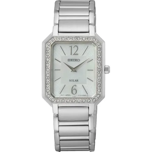 Seiko Damen Analog Quarz Uhr SUP465P1, Edelstahl Armband in Silber - Armbanduhren für Damen mit robustem Edelstahlgehäuse, kratzfestem Hardlexglas und bis 30m wasserdicht – ideal für stilvolle und aktive Frauen.