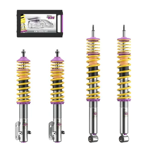 KW Gewindefahrwerk V3 35280004 für VW GOLF III und IV - Hochwertiges Gewindefahrwerk von KW für VW GOLF III, GOLF III Cabriolet und GOLF IV Cabriolet. Individuell einstellbar für optimalen Fahrkomfort und sportliches Handling.