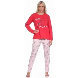 Normann Damen Schlafanzug mit Katzenmotiv - Süßer Damen Schlafanzug mit Katzenmotiv aus hochwertiger Baumwolle. Ideal für entspannte Nächte oder gemütliche Tage zu Hause. Der langärmlige Schnitt und die weiche Jersey-Hose sorgen für höchsten Komfort.