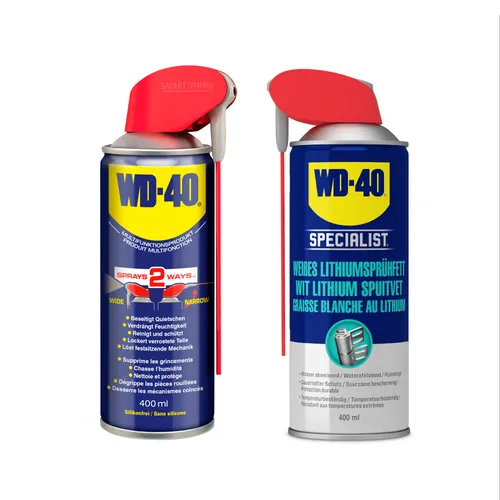 WD40 Multi. Produkt Smart Straw 400ml + Specialist Weißes Lithiumsprühfett 400ml