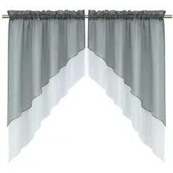 Delien Scheibengardine Beyza (2 St), Stangendurchzug, transparent, Zweifarbig grau 90 cm x 100 cm