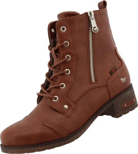 MUSTANG Damen Stiefelette Cognac EU 41 - Wanderschuhe mit leicht wärmendem Innenfleece, ideal für kühle Tage und perfekten Tragekomfort.
