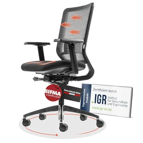 Yaasa Chair Classic Bürostuhl Ergonomisch, Schwarz – Optimaler Sitzkomfort für lange Arbeitstage - Bürostühle – Der Yaasa Chair Classic bietet eine individuell anpassbare Rückenlehne und eine höhenverstellbare Lendenstütze, die Rückenschmerzen reduziert und eine gesunde Körperhaltung fördert.
