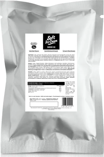 Sansei Soft-Eis Pulver 2 kg (Vanillegeschmack) - Genießen Sie cremiges Soft-Eis mit dem Sansei Pulver. Ergibt ca. 70 Portionen und ist ideal für die Zubereitung zu Hause oder im Gastronomiebereich. Einfache Handhabung und leckerer Vanillegeschmack!