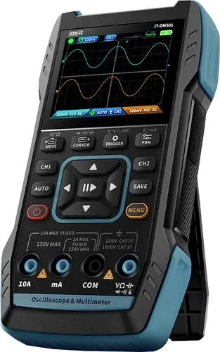 Joy-it JT-OMS01 Oszilloskop, Signalgenerator, Multimeter 2-Kanal - Oszilloskop für Elektronik-Enthusiasten, 3-in-1 Gerät mit hochpräzisem 2-Kanal Oszilloskop, Multimeter und Signalgenerator, ideal für präzise Messungen und schnelle Diagnosen.