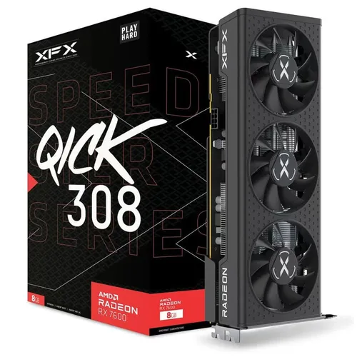 Radeon RX 7600 SPEEDSTER QICK308 BLACK - Grafikkarte, RDNA 3 Architektur, GDDR6, 3x DisplayPort, 1x HDMI 2.1 für beeindruckende Gaming-Performance