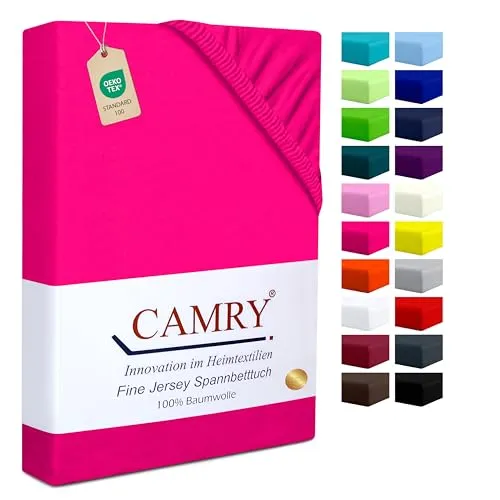 Camry Spannbettlaken 120x200cm - 130x200cm Pink Baumwolle Bettlaken Jersey Spannbetttuch Oeko-Tex