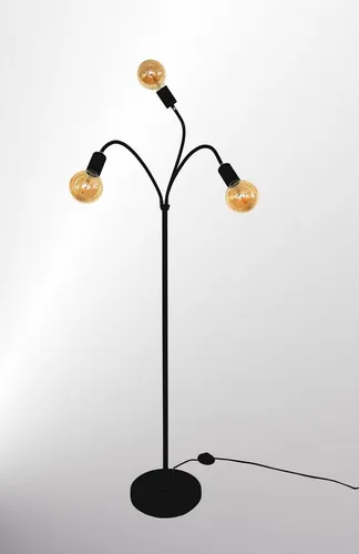 TRANGO Stehlampe 1531A *EARTH* - 3-flammige Stehleuchte in Schwarz-matt - Standleuchten, elegante 3-flammige Stehleuchte mit schwenkbaren Lampenarmen für individuelle Lichtgestaltung, perfekt für Wohnzimmer und Büro.