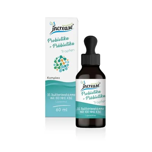 increase NATURALLY Liposomale Probiotika + Präbiotika - 100 Mrd.KBE Tropfen, 60 ml - Probiotika mit 35 Bakterienstämmen für eine gesunde Darmflora, unterstützt die Verdauung und das Immunsystem, ideal für eine natürliche Gesundheitsförderung.
