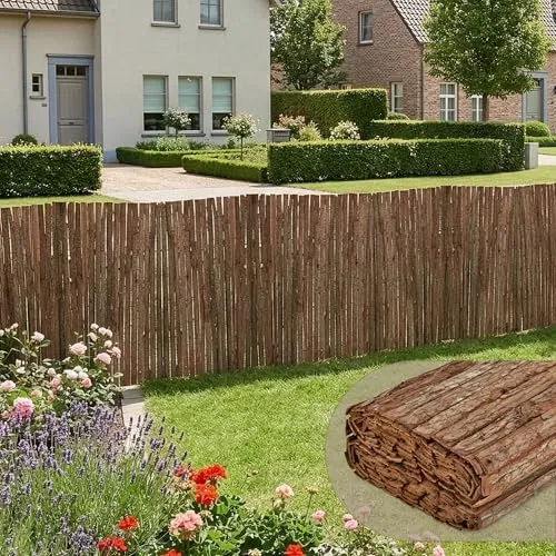 casa.pro Rindenmatte Zamora 100 x 500 cm - Dekorativer Sichtschutz für Balkon und Garten, wetterfest und umweltfreundlich, ideal für mehr Privatsphäre und natürliche Ästhetik.