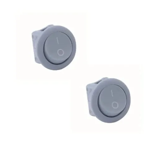 cyclingcolors 2x Wippschalter 2 polig 230V 4A R13 ON OFF Rund Kippschalter LED Streifen lichtschalter lampe, grau