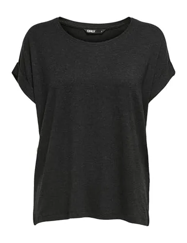 ONLY Damen Onlmoster S/S O-Neck Top Noos JRS, Dark Grey Melange, M