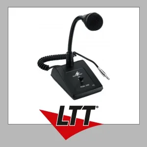 MONACOR PDM-300 Dynamisches Tischmikrofon - Mikrofon für ELA-Anwendungen, mit schwenkbarem Schwanenhals und geräuschlosem Schalter, ideal für Konferenzen und Präsentationen.