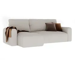 Idohome Ecksofa Jobo, Beige, 3-Sitzer L-Form - Bequemes und vielseitiges Ecksofa für Wohnzimmer, mit Schlaffunktion und hochwertigem Cordstoff für einfachen Komfort und Pflege.