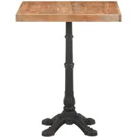 vidaXL Bistrotisch 60x60 cm aus Akazienholz - Braun - Gartentisch aus massivem Akazienholz mit stabilem Gusseisen-Gestell, ideal für eine romantische Atmosphäre im Freien.