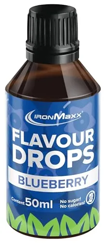 IronMaxx Flavour Drops - Blueberry 50ml | kalorienfrei & zuckerfrei | vegane Aromatropfen zum süßen von Lebensmitteln | praktischer Tropfer-Verschluss
