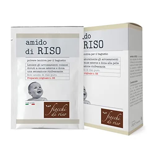 Fiocchi di Riso Amido di Riso Polvere Lenitiva per il Bagnetto, 5 Buste Da 20 g