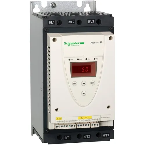 Schneider Electric Sanftanlasser ATS22D88S6U - Sanftstarter für Drehstrom-Asynchronmotoren, 88A, ideal für sanften Motorstart und Schutz vor Überlastung, effizient und zuverlässig.